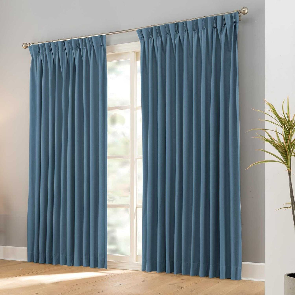 LANTIME Faux Linen Blackout Curtains pencil pinch pleat 2 panels 100% blackout thermal insulated fabric