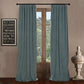 Pair of LANTIME velvet room darkening curtains with pinch pleats in dark color blocking 60% light