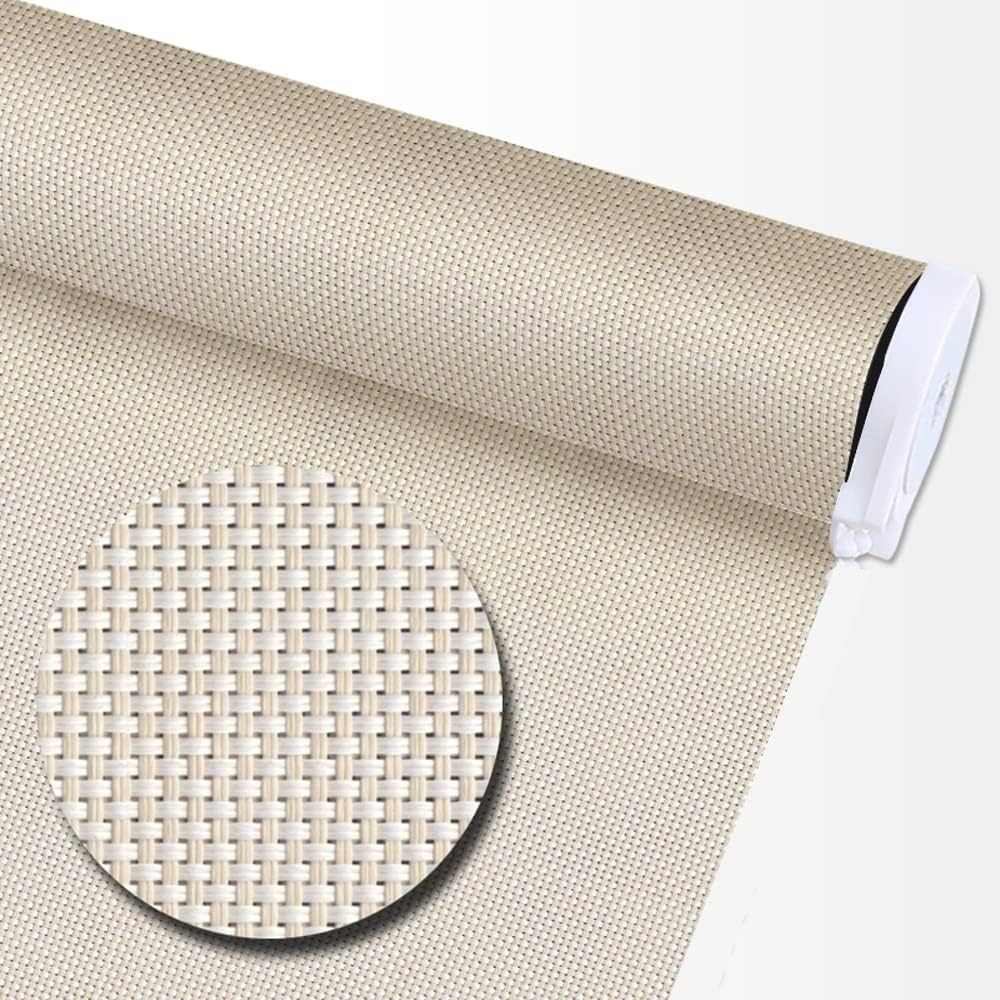 LANTIME Solar Cordless roller shade with light filtering, UV and water protection installed on window