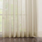 Set of 2 semi-sheer faux linen pinch pleat curtains with UV protection and custom length option