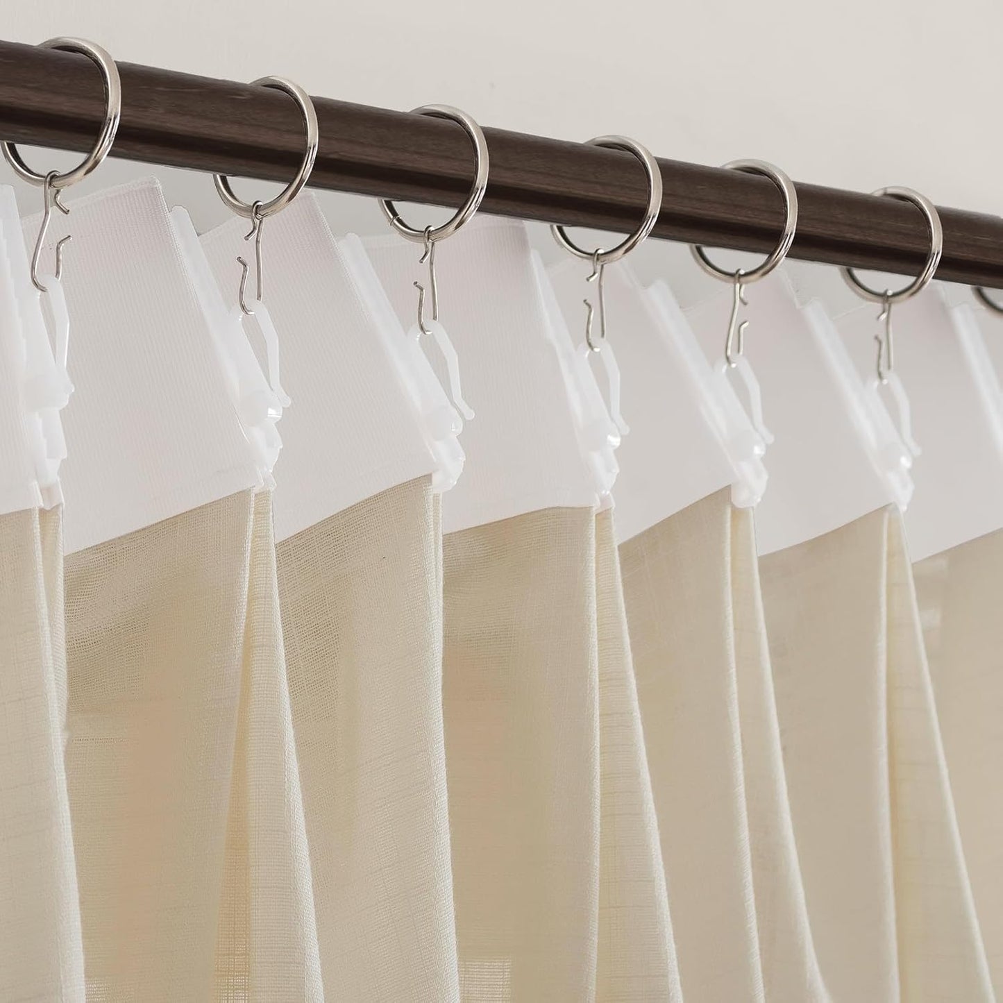 LANTIME Pinch Pleats Sheer Curtains, Semi Window Curtains Panels Drapery, Set of 2