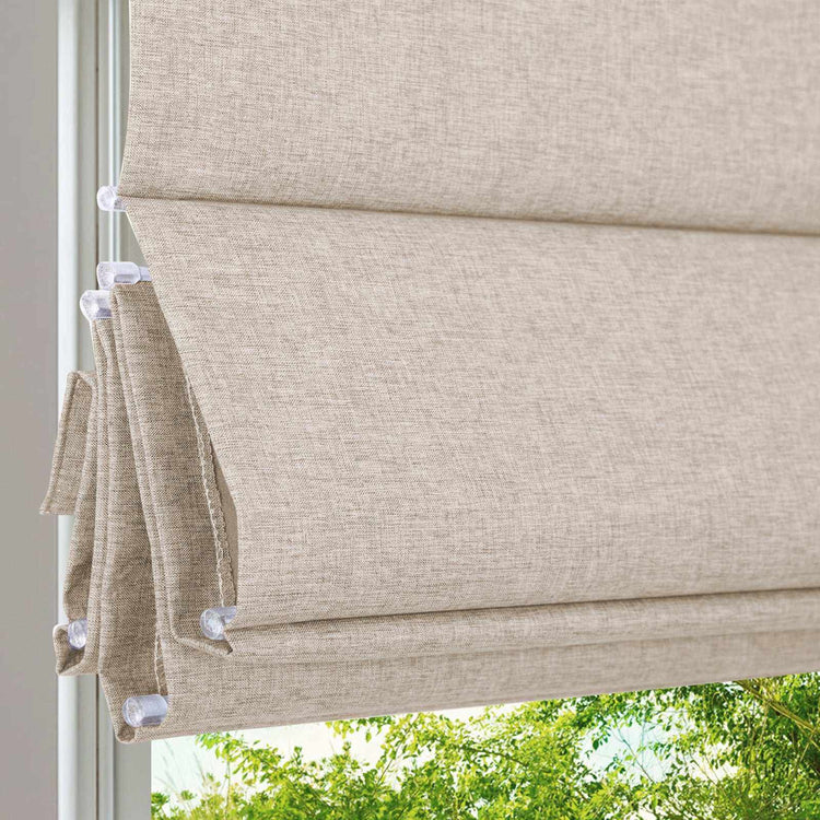 LANTIME No-Drill 100 Blackout Roman Shade, cordless and custom-sized for bedrooms