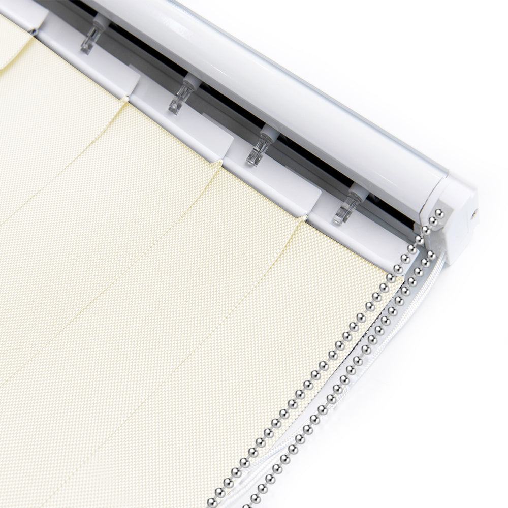 LANTIME Solar Mesh cordless beige vertical blinds with 5% openness for sliding door and UV protection