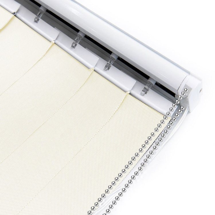 LANTIME Solar Mesh cordless beige vertical blinds with 5% openness for sliding door and UV protection