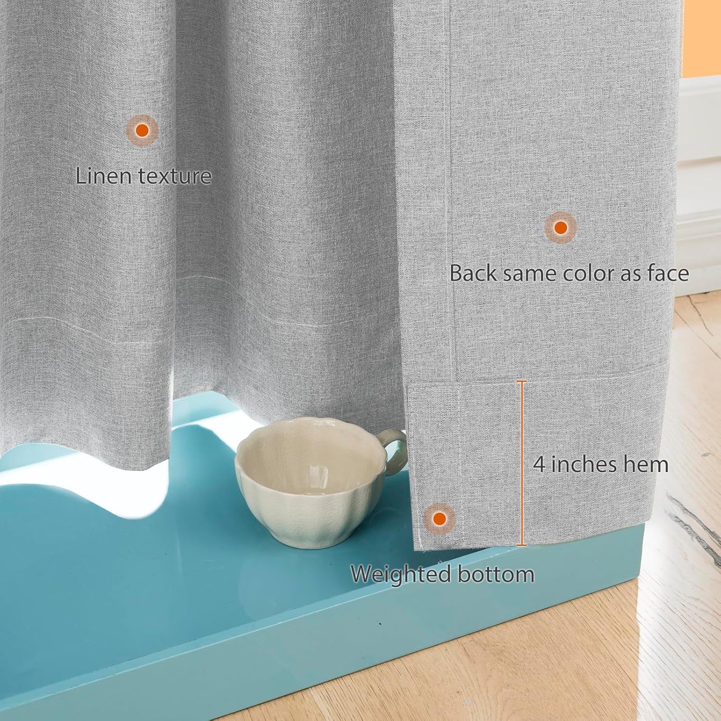 LANTIME Blackout Pinch Pleat Drapes, Pencil Pleated Faux Linen Textured Window Curtains, 2 Panels