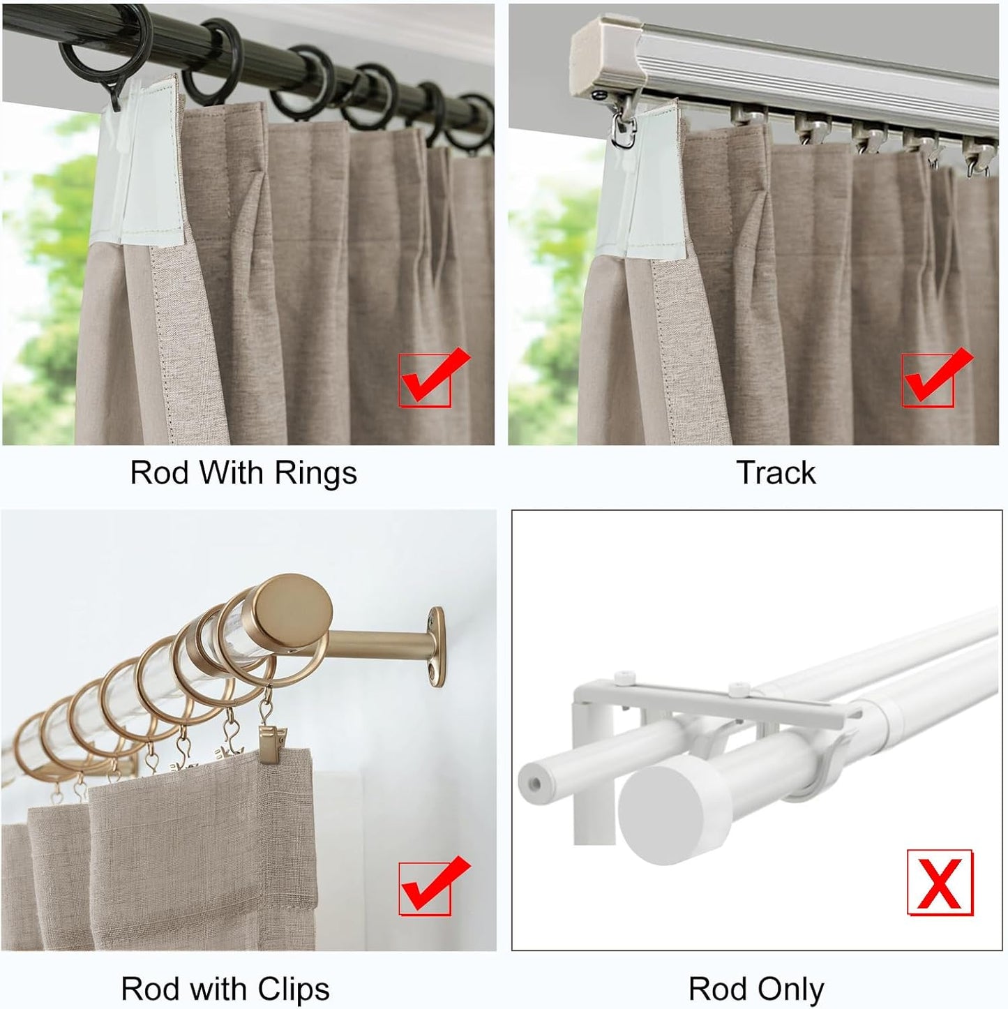 LANTIME Blackout Pinch Pleat Drapes, Pencil Pleated Faux Linen Textured Window Curtains, 2 Panels