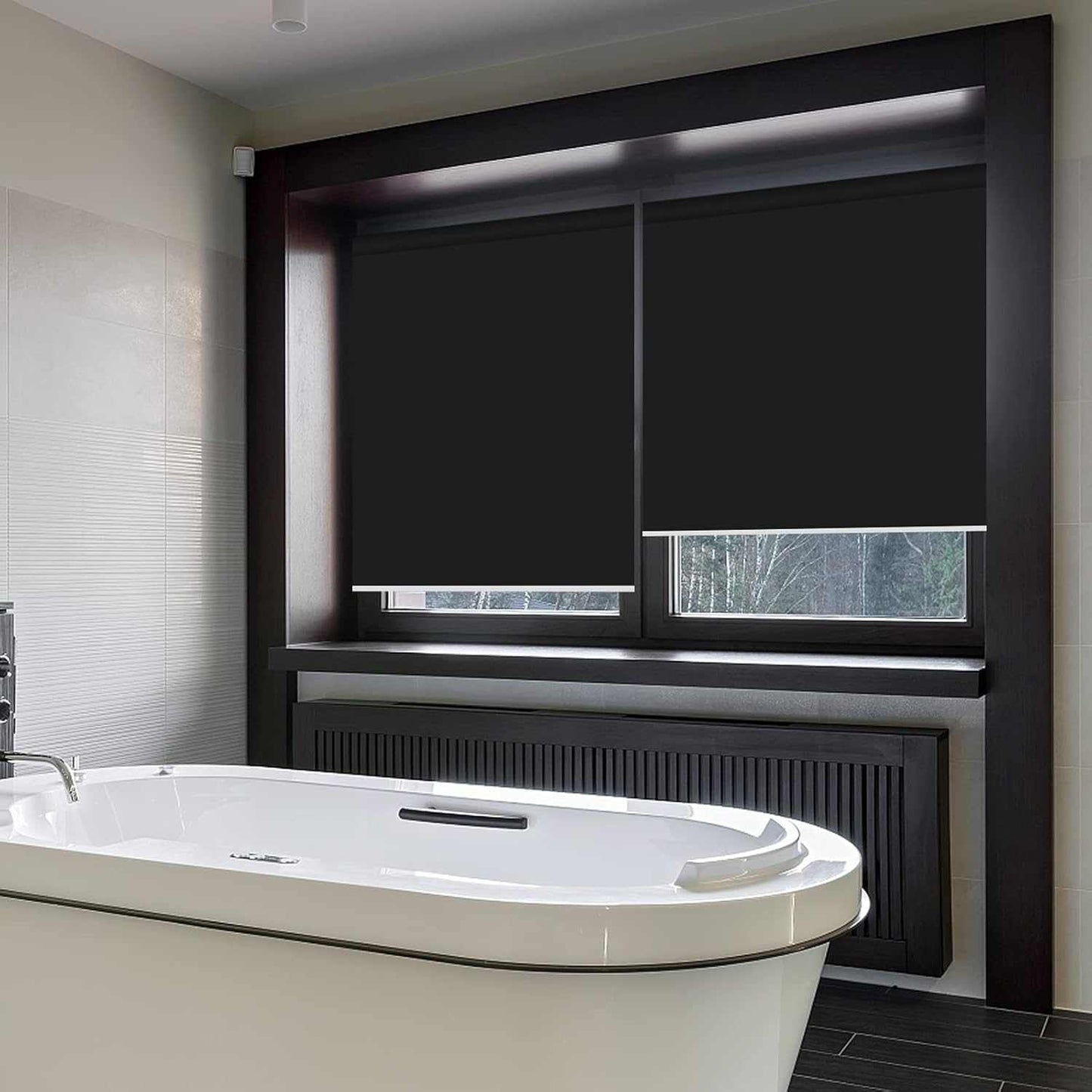 LANTIME Kitchen Bathroom Waterproof Window Shades, Cordless 100% Blackout Waterproof Oilproof and Mildew Resistent, Provide Privacy and Easy Care Beige Window Blinds