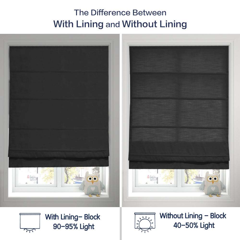 LANTIME No-Drill Roman Shade elegant light filtering polyester fabric cordless inside mount window treatment