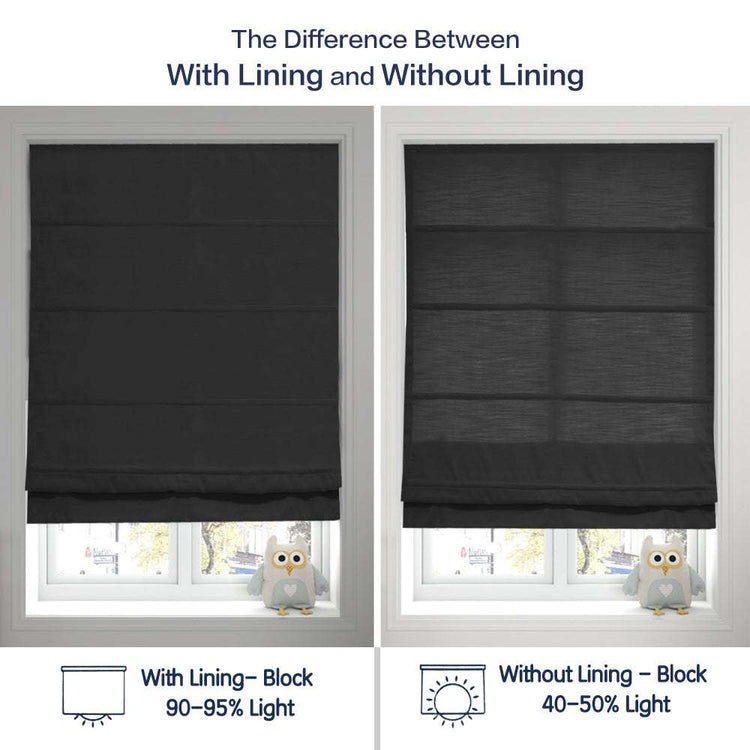 LANTIME No-Drill Roman Shade elegant light filtering polyester fabric cordless inside mount window treatment