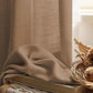 LANTIME Linen Privacy Curtains double pinch pleat light filtering two panels textured linen blend fabric