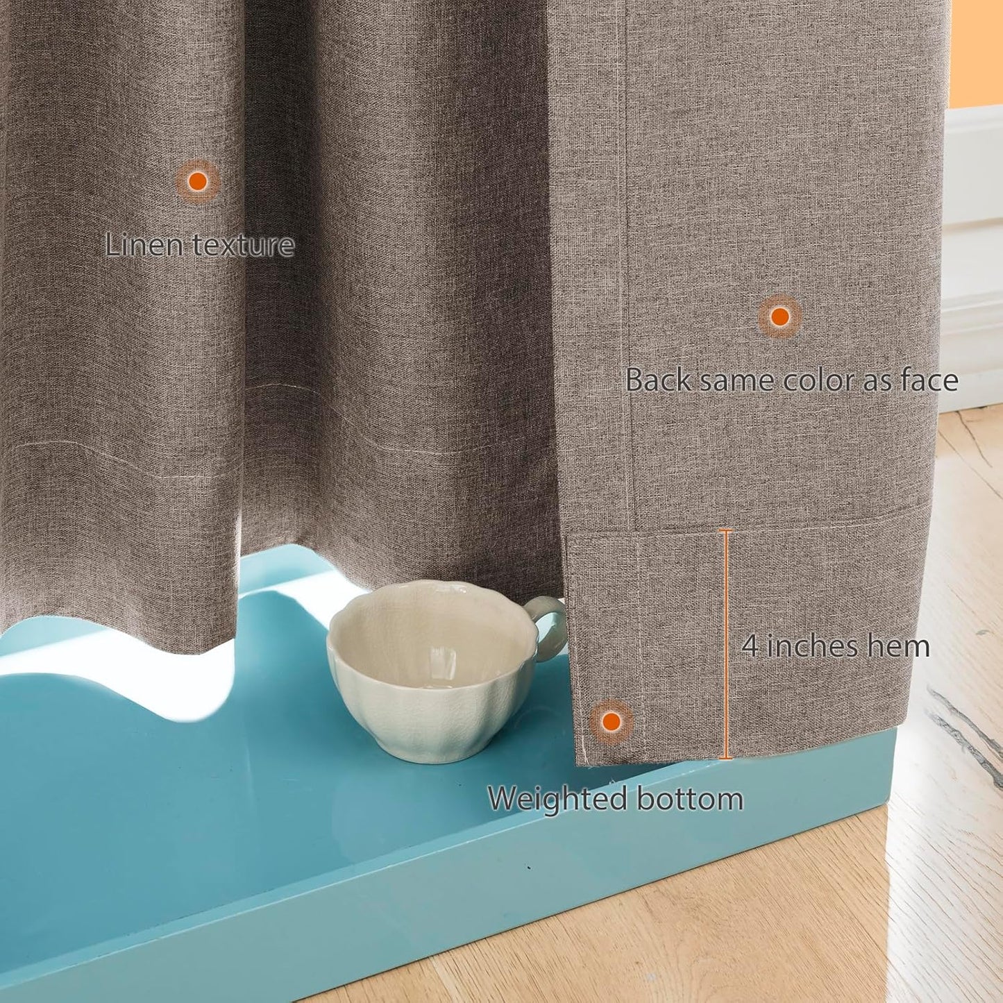 LANTIME Blackout Pinch Pleat Drapes, Pencil Pleated Faux Linen Textured Window Curtains, 2 Panels