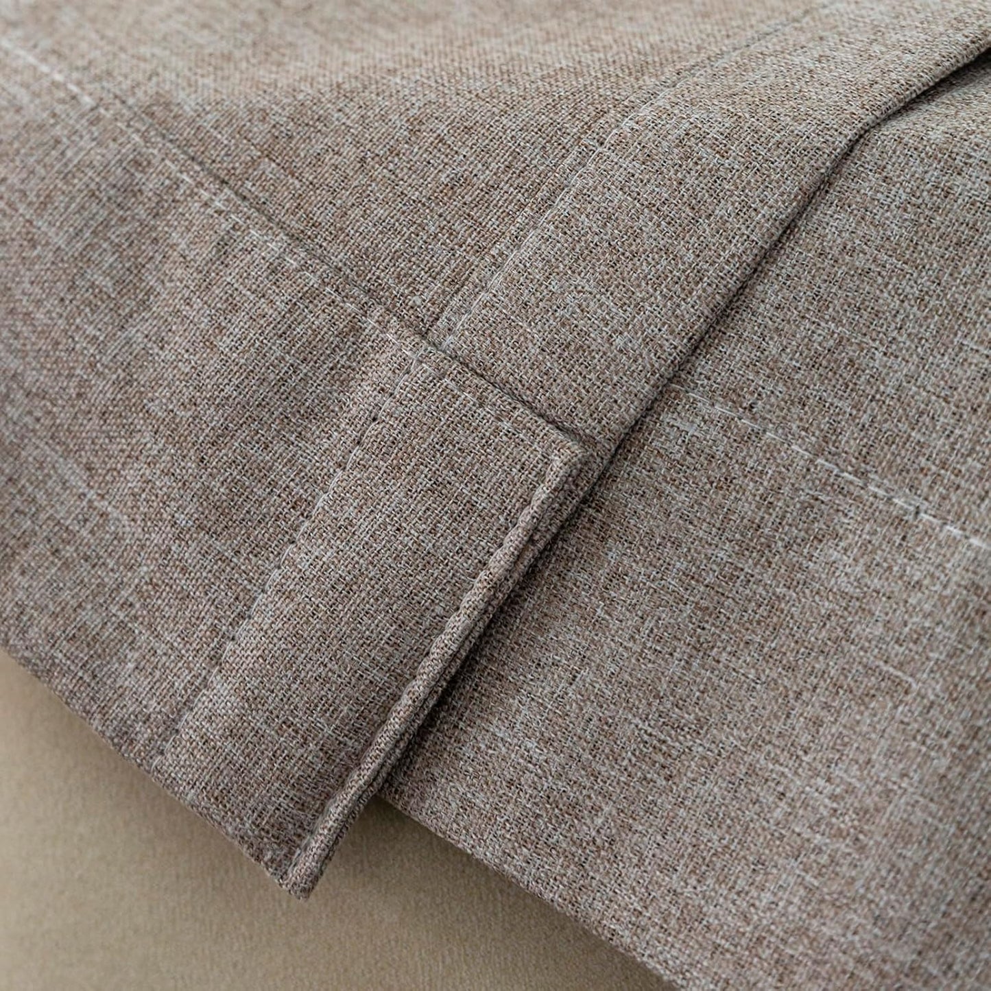 LANTIME Blackout Pinch Pleat Drapes, Pencil Pleated Faux Linen Textured Window Curtains, 2 Panels