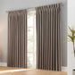 Pair of LANTIME Faux Linen Blackout Curtains with pencil pinch pleats, 100% light-blocking fabric in black color