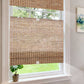 LANTIME No-Drill cordless top down bottom up natural ramie bamboo Roman shade installed on a window