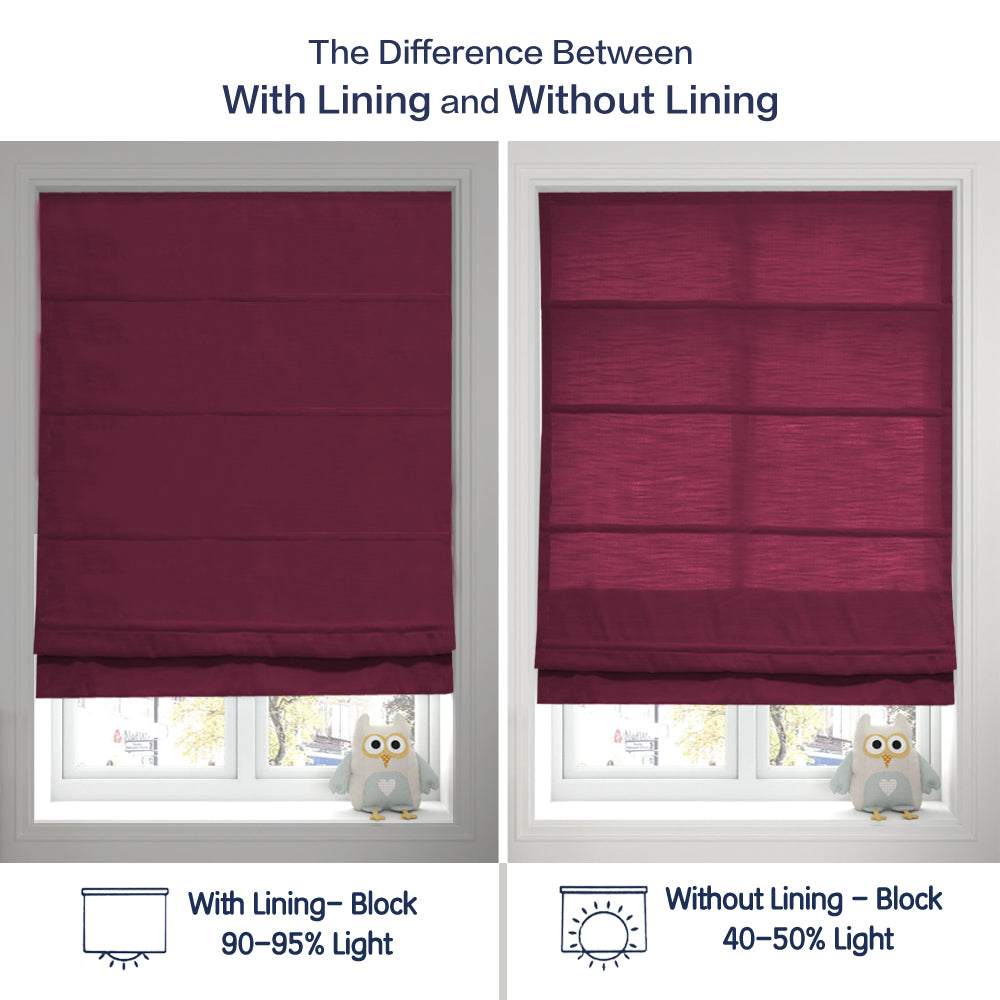 LANTIME No-Drill Roman Shade elegant light filtering fabric cordless window blind inside mount