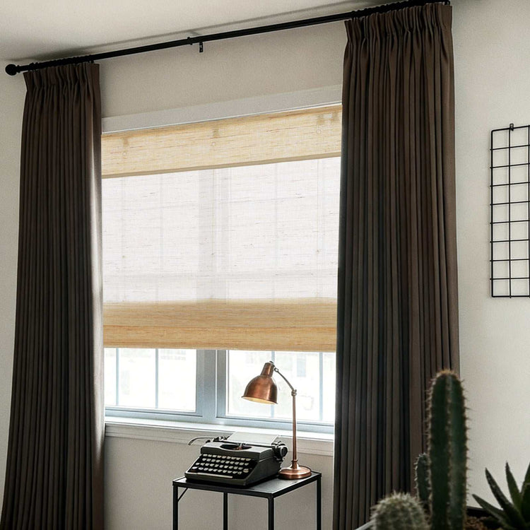 LANTIME No Drill No Tools Blinds natural jute bamboo cordless Roman shade custom fit