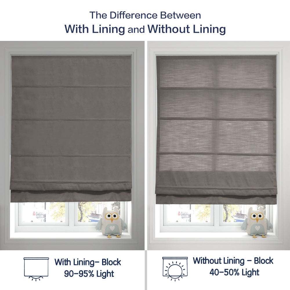 LANTIME No-Drill Roman Shade elegant light filtering cordless fabric window treatment