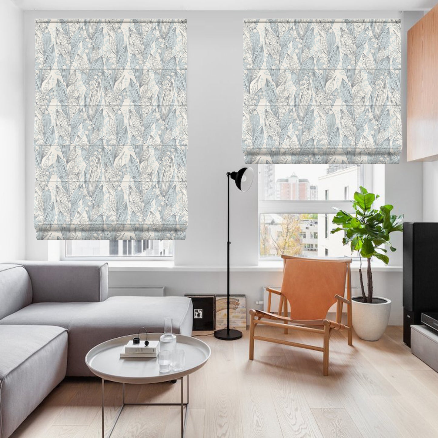 LANTIME No Drill No Tools Cordless Blackout Roman Shades Blinds, Custom Made Flowers Lined Window Shades Blinds for Windows, Doors, French Doors, Kitchen Windows