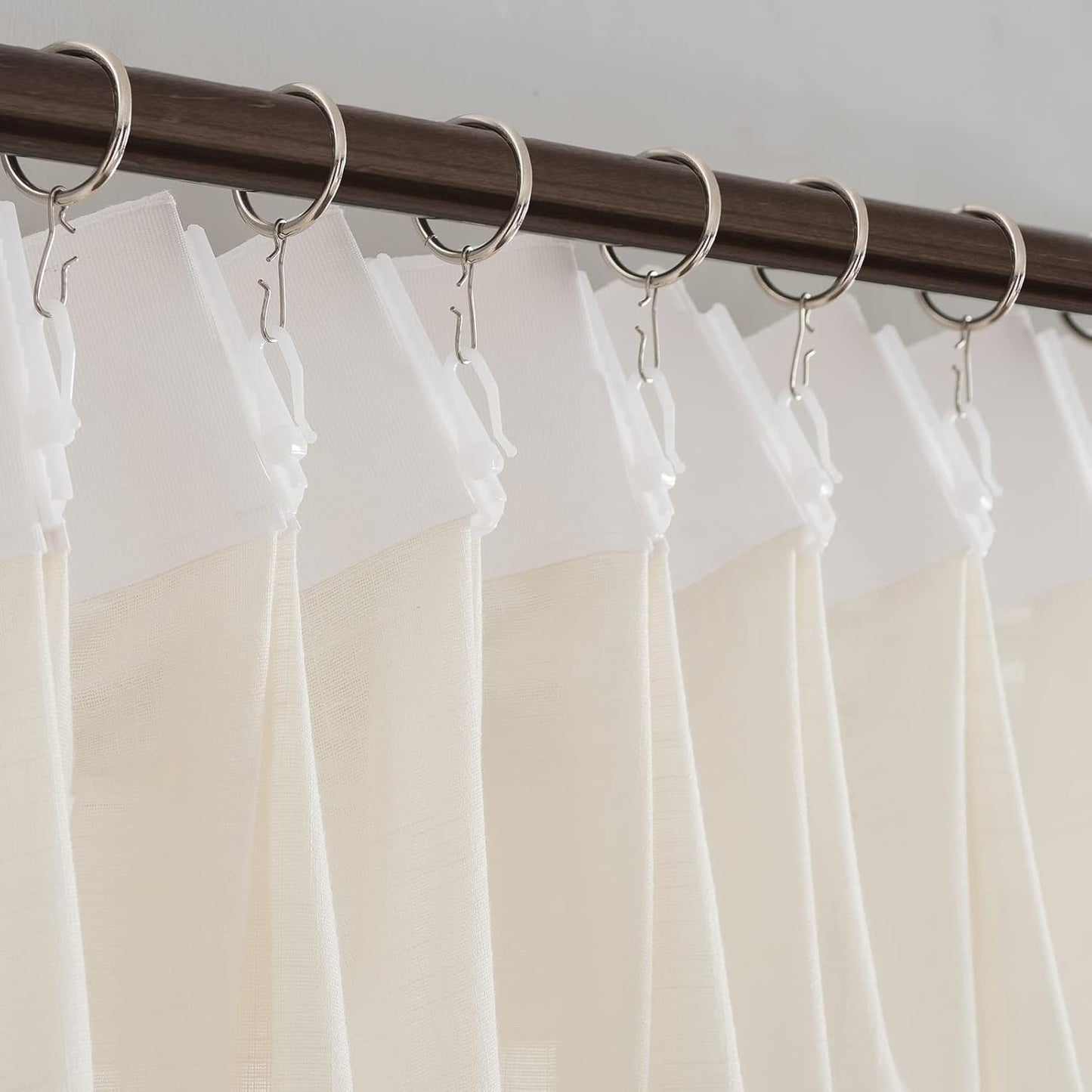 LANTIME Pinch Pleats Sheer Curtains, Semi Window Curtains Panels Drapery, Set of 2