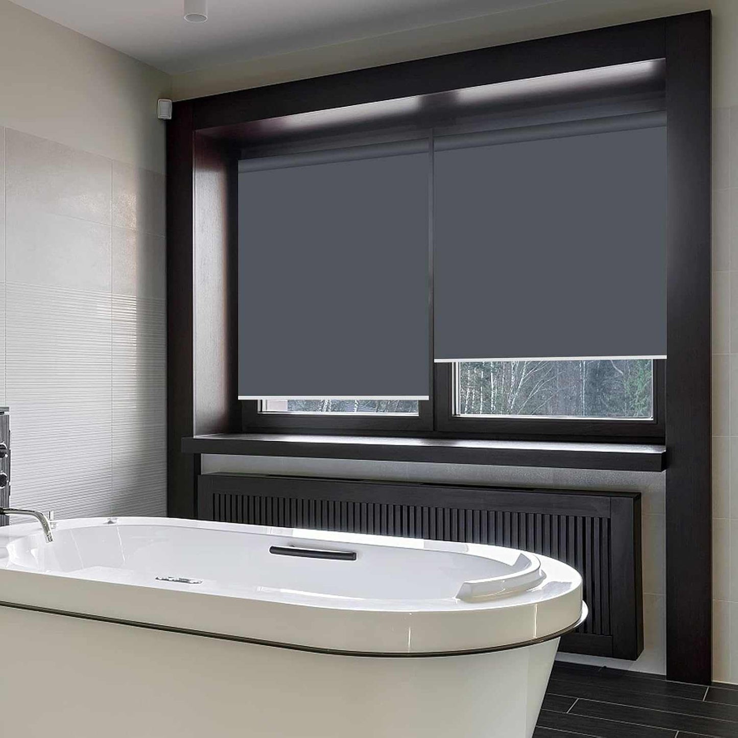 LANTIME Kitchen Bathroom Waterproof Window Shades, Cordless 100% Blackout Waterproof Oilproof and Mildew Resistent, Provide Privacy and Easy Care Beige Window Blinds