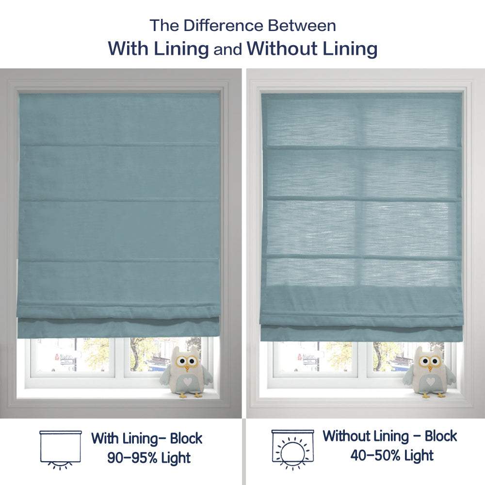 LANTIME No-Drill Roman Shade elegant cordless light filtering fabric window treatment