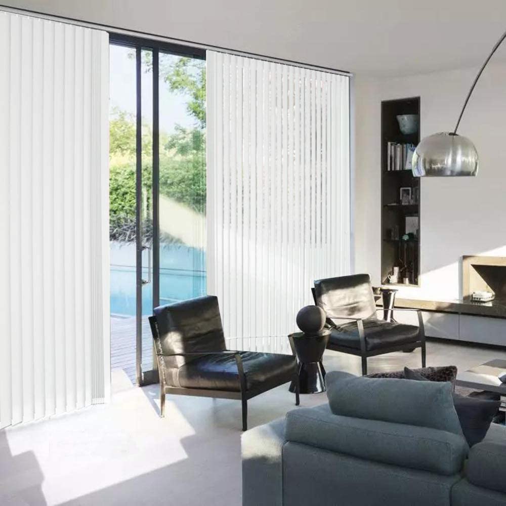 100% Blackout Vertical Window Shades, 3.5inch Slat Fabric Thermal Insulated Energy Saving UV Protection Decoration Vertical Window Blinds Solid