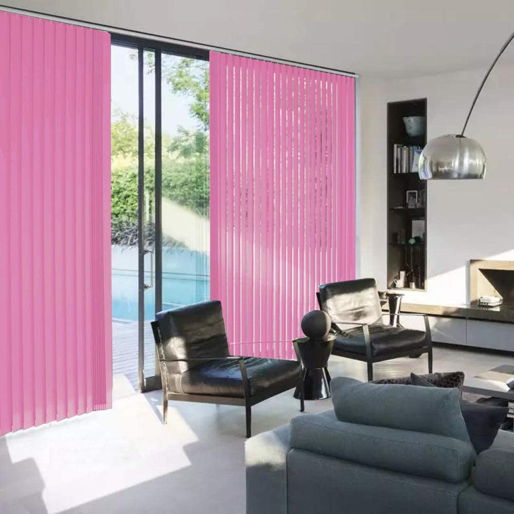 100% Blackout Vertical Window Shades, 3.5inch Slat Fabric Thermal Insulated Energy Saving UV Protection Decoration Vertical Window Blinds Solid