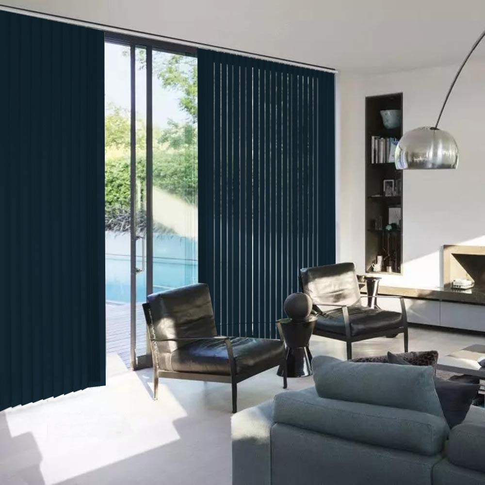 100% Blackout Vertical Window Shades, 3.5inch Slat Fabric Thermal Insulated Energy Saving UV Protection Decoration Vertical Window Blinds Solid