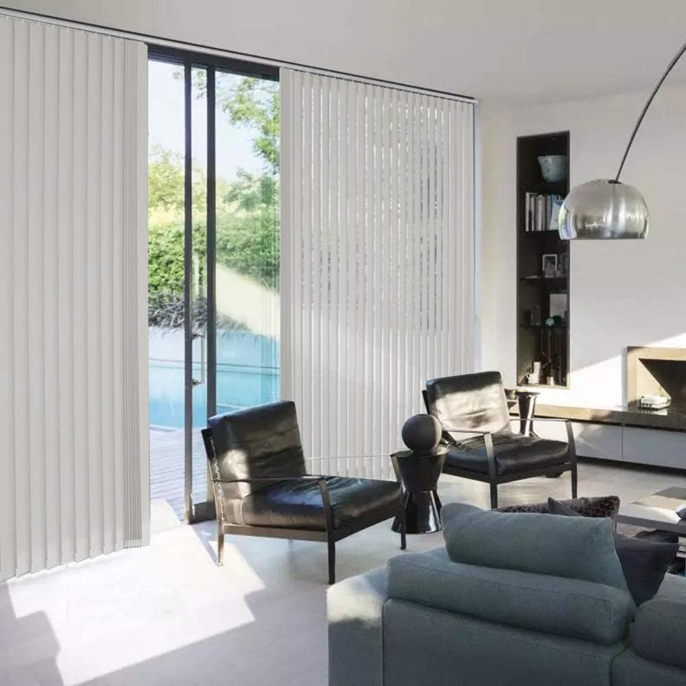 100% Blackout Vertical Window Shades, 3.5inch Slat Fabric Thermal Insulated Energy Saving UV Protection Decoration Vertical Window Blinds Solid