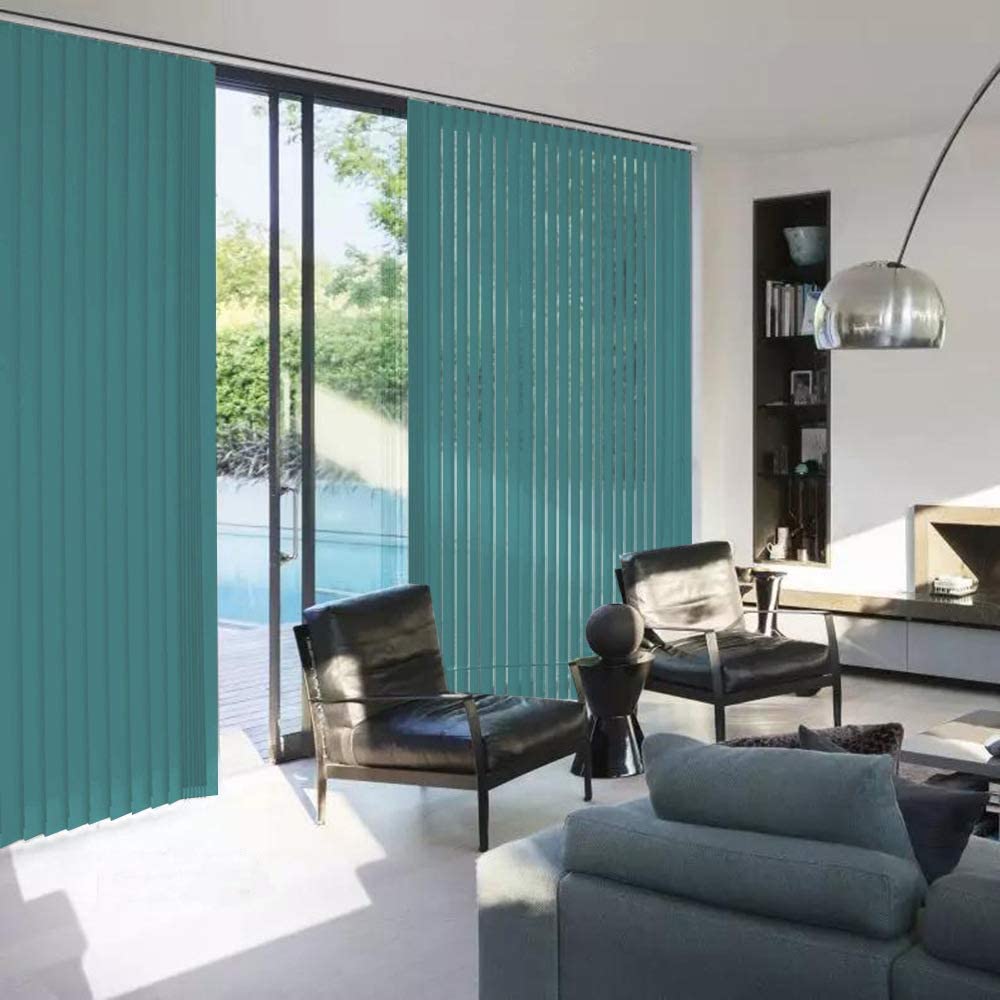 100% Blackout Vertical Window Shades, 3.5inch Slat Fabric Thermal Insulated Energy Saving UV Protection Decoration Vertical Window Blinds Solid