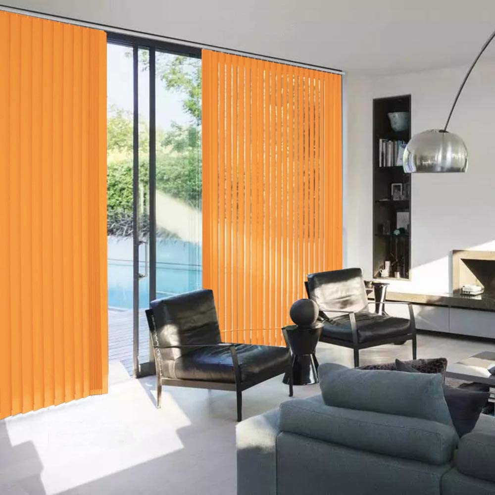 100% Blackout Vertical Window Shades, 3.5inch Slat Fabric Thermal Insulated Energy Saving UV Protection Decoration Vertical Window Blinds Solid