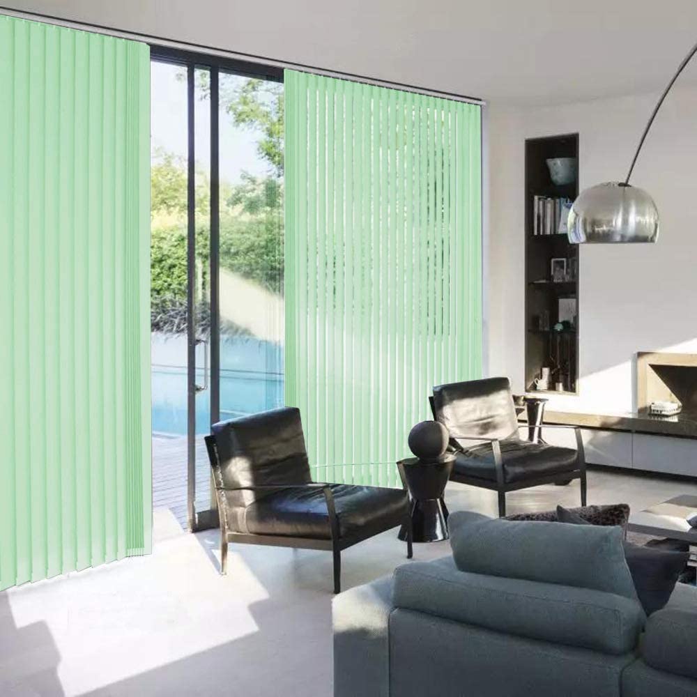 100% Blackout Vertical Window Shades, 3.5inch Slat Fabric Thermal Insulated Energy Saving UV Protection Decoration Vertical Window Blinds Solid