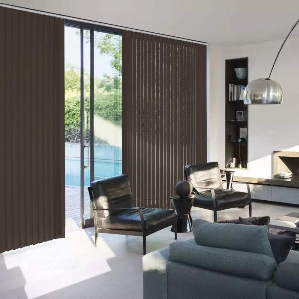 100% Blackout Vertical Window Shades, 3.5inch Slat Fabric Thermal Insulated Energy Saving UV Protection Decoration Vertical Window Blinds Solid