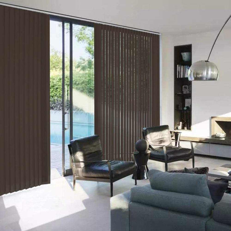 Blackout vertical blinds with 3.5" thermal insulated slats for energy saving and light control