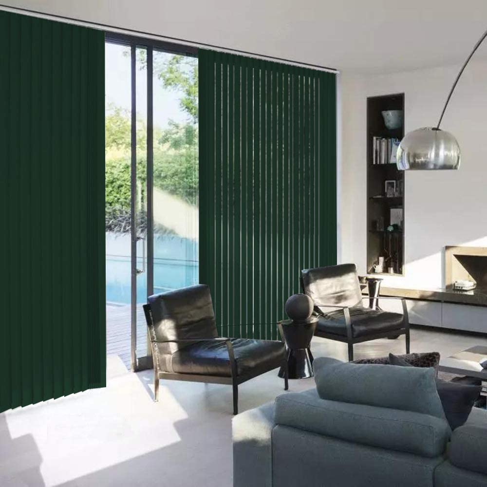 100% Blackout Vertical Window Shades, 3.5inch Slat Fabric Thermal Insulated Energy Saving UV Protection Decoration Vertical Window Blinds Solid