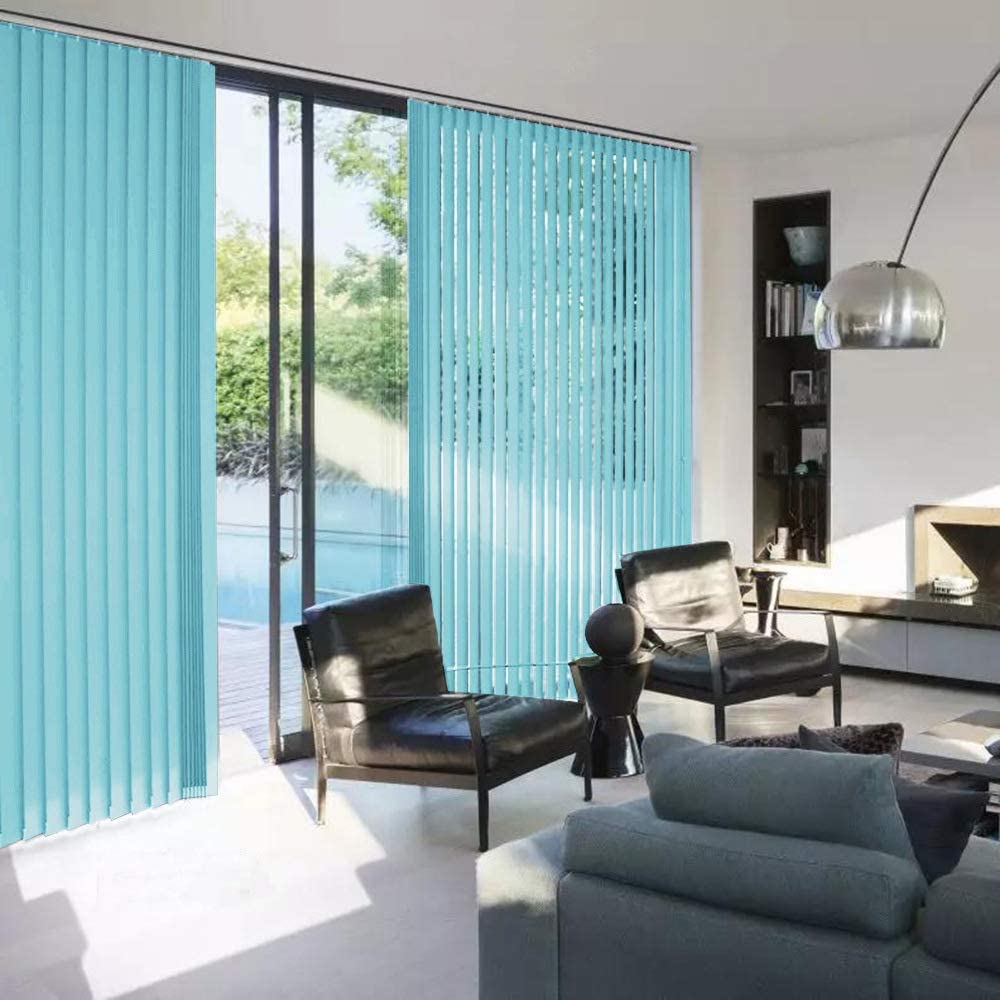 100% Blackout Vertical Window Shades, 3.5inch Slat Fabric Thermal Insulated Energy Saving UV Protection Decoration Vertical Window Blinds Solid