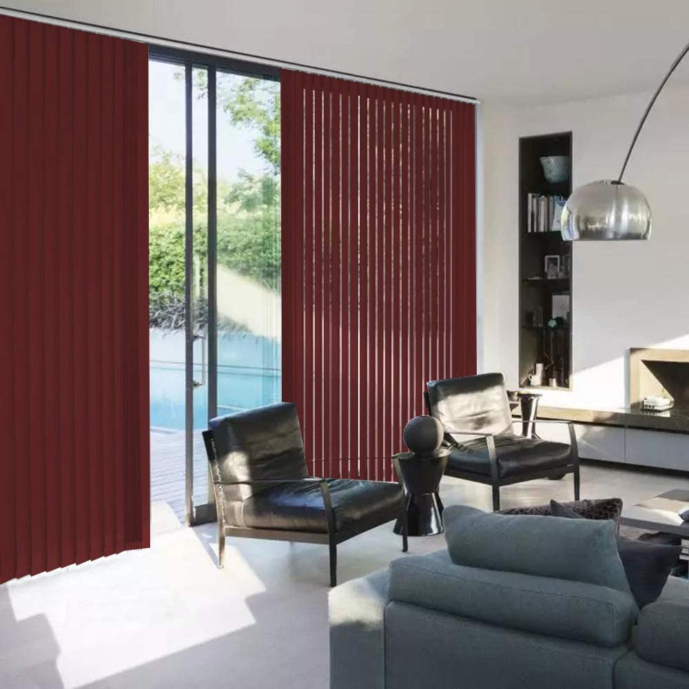 100% Blackout Vertical Window Shades, 3.5inch Slat Fabric Thermal Insulated Energy Saving UV Protection Decoration Vertical Window Blinds Solid