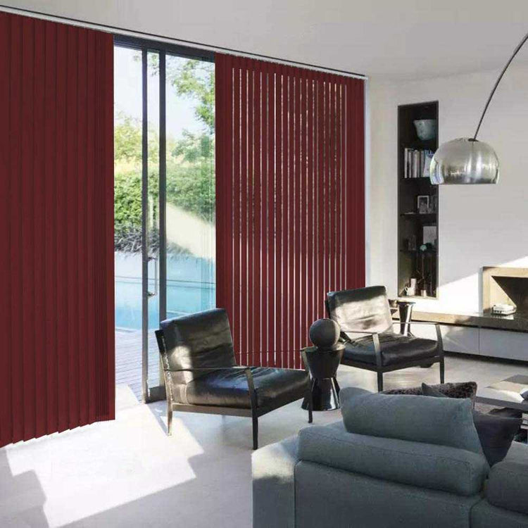 LANTIME blackout vertical blinds with 3.5-inch thermal insulated slats for energy saving and light control, custom made to fit windows and doors