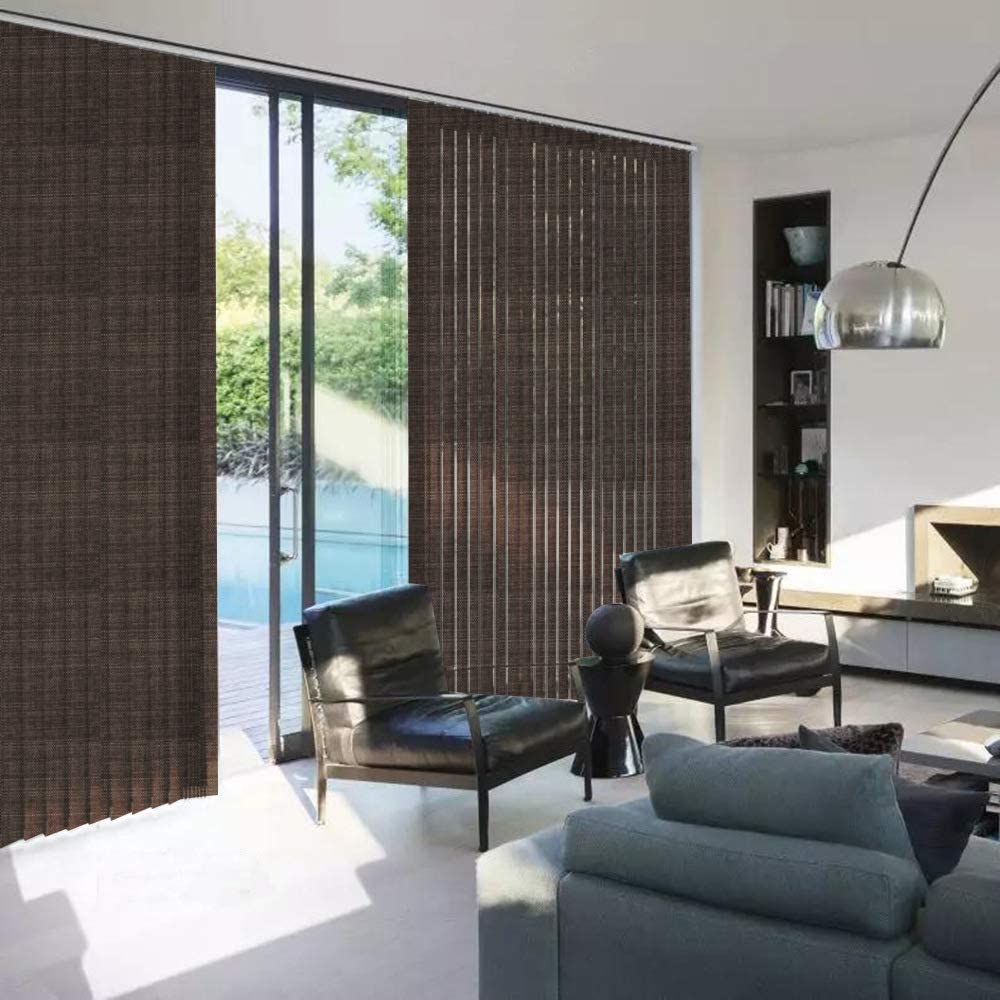 100% Blackout Vertical Window Shades, 3.5inch Slat Fabric Thermal Insulated Energy Saving UV Protection Decoration Vertical Window Blinds Solid