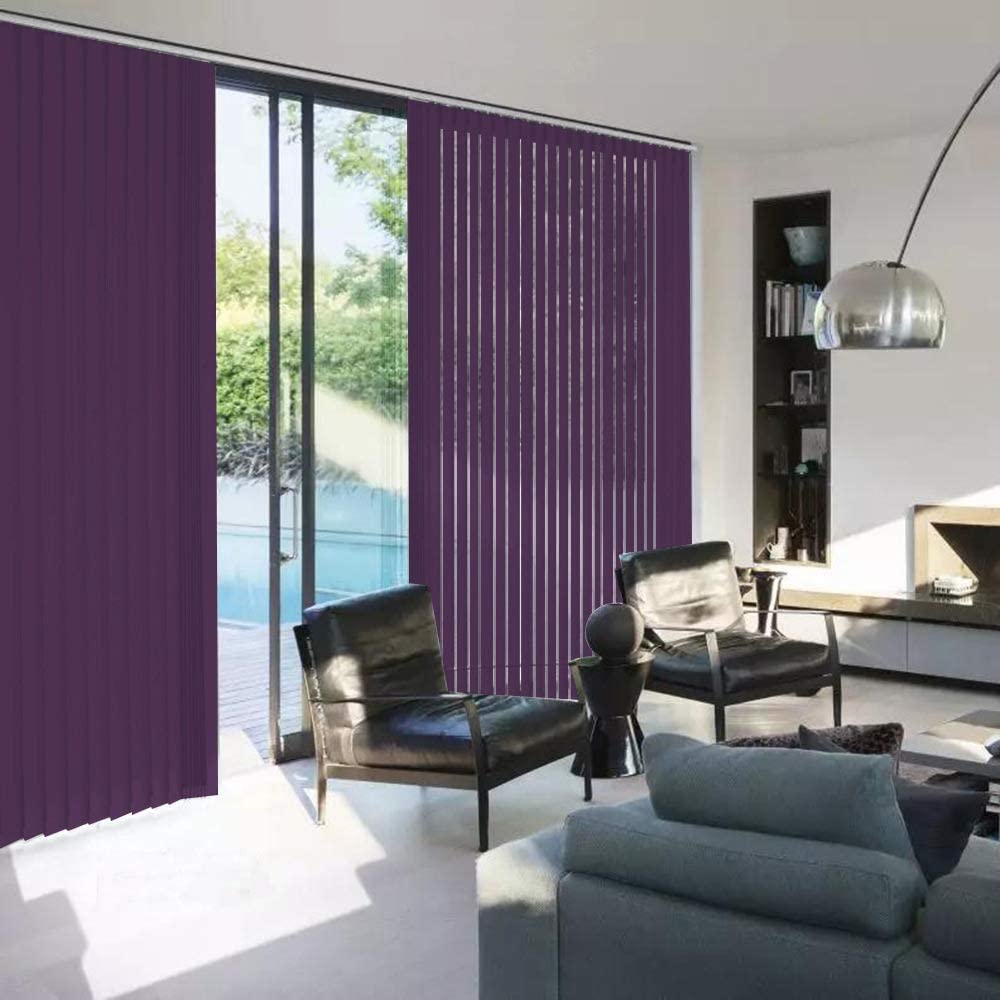 100% Blackout Vertical Window Shades, 3.5inch Slat Fabric Thermal Insulated Energy Saving UV Protection Decoration Vertical Window Blinds Solid