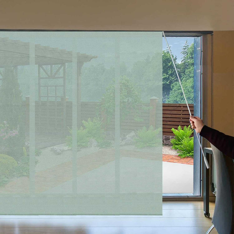 LANTIME waterproof sliding panel blinds for large windows and sliding doors with solar light filtering and UV protection