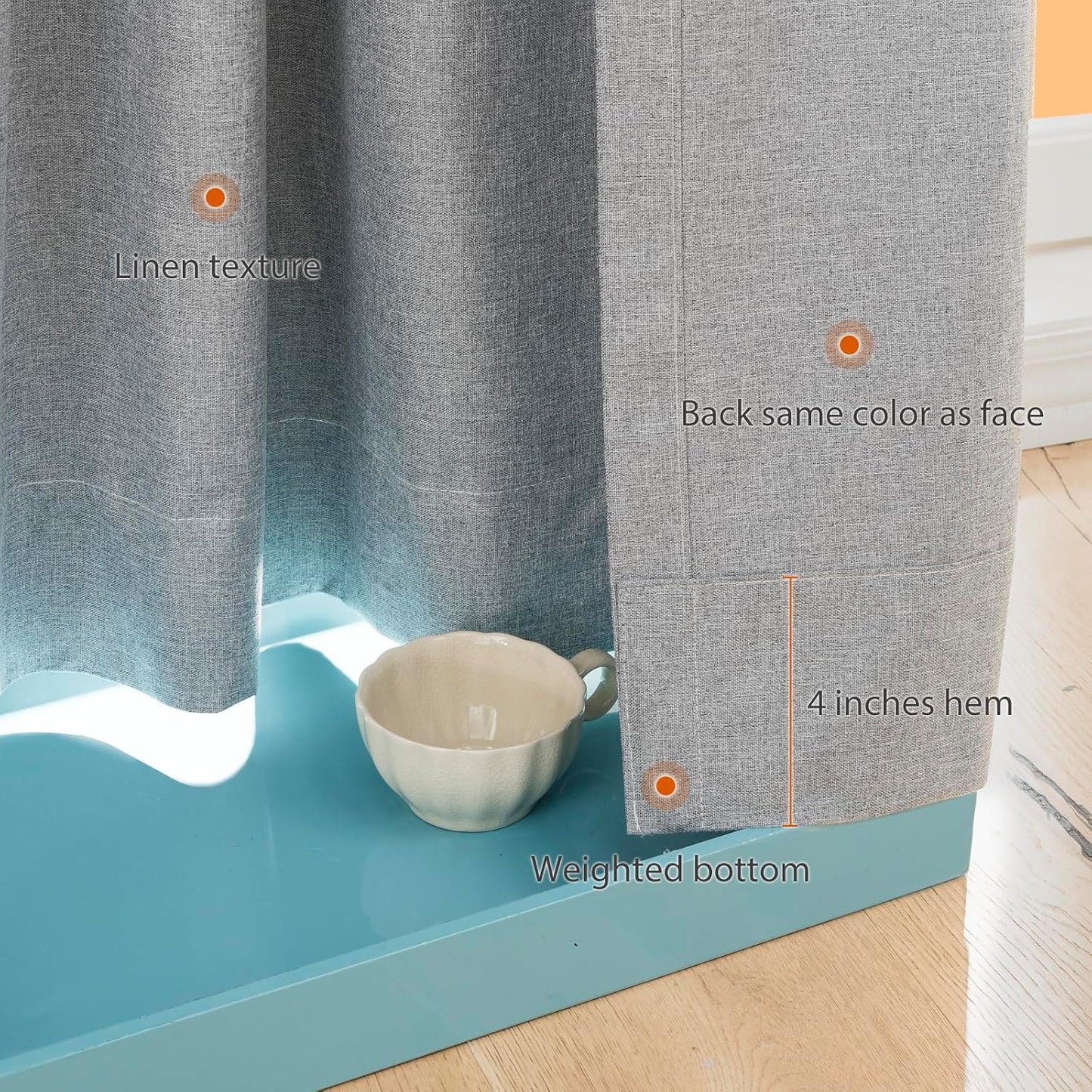 LANTIME Blackout Pinch Pleat Drapes, Pencil Pleated Faux Linen Textured Window Curtains, 2 Panels