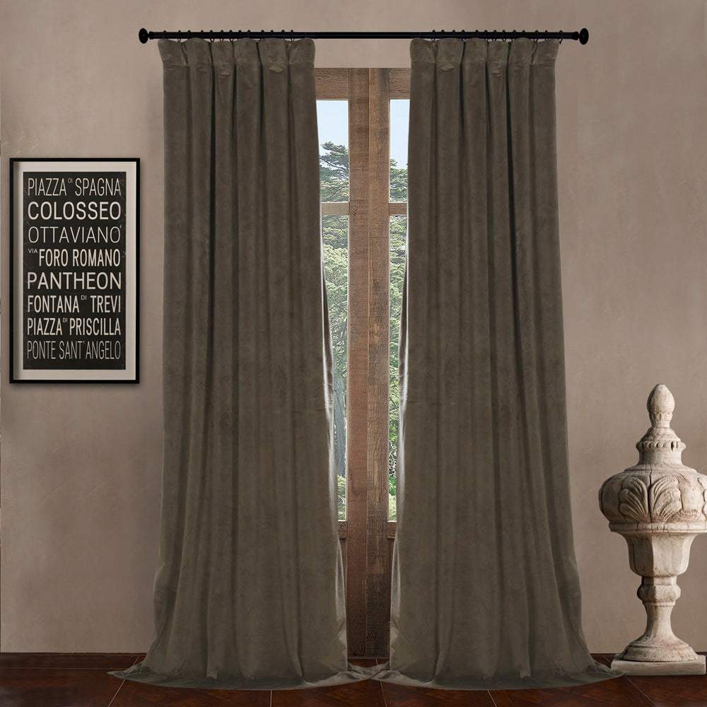 Velvet room darkening curtains with pinch pleat and thermal insulation, set of 2