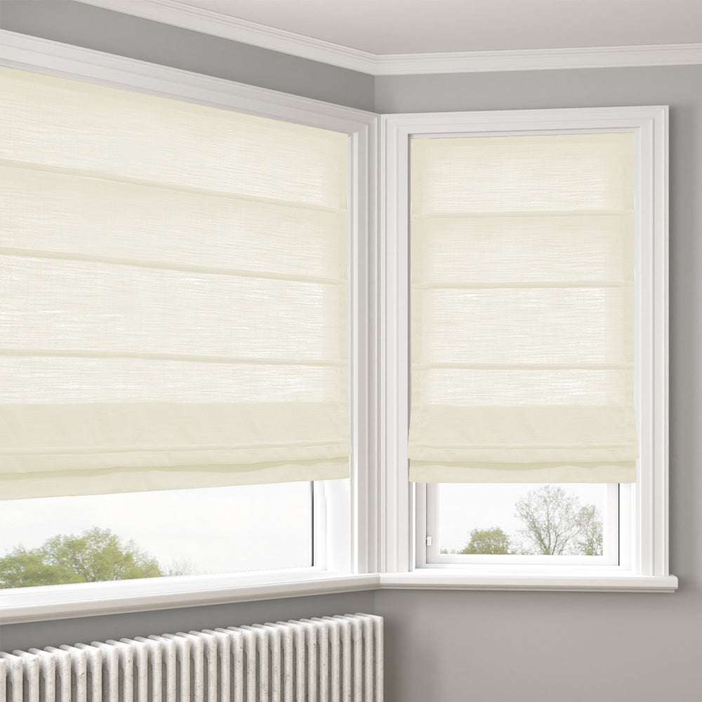 LANTIME No-Drill Roman Shade elegant cordless light filtering fabric window treatment