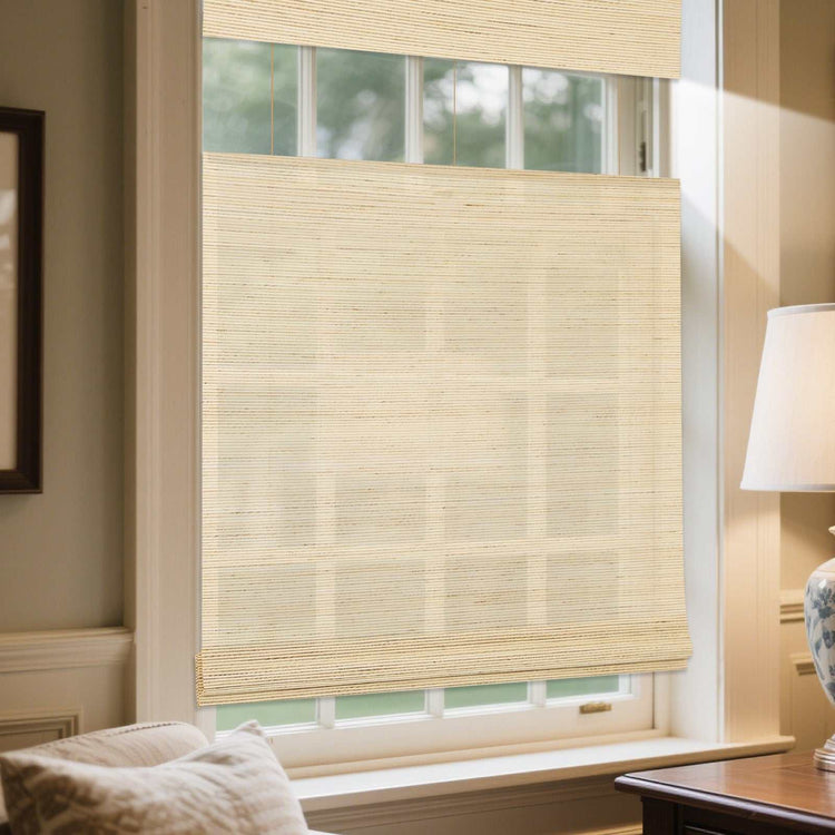 LANTIME Bamboo Roman Shade cordless natural woven top down bottom up window covering