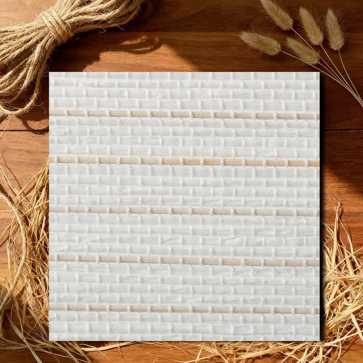 LANTIME No-Drill natural jute bamboo Roman shade cordless top down bottom up blinds installed on window