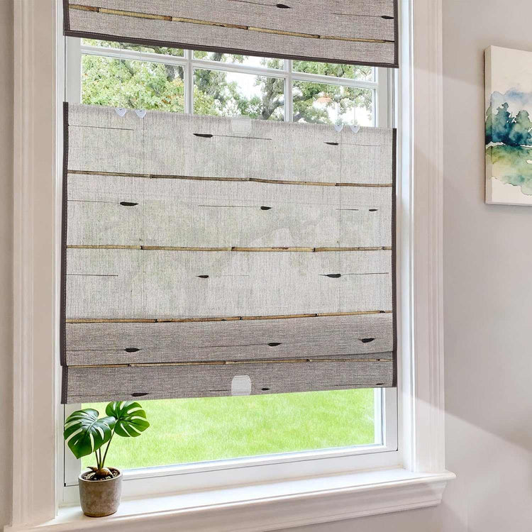 LANTIME No-Drill cordless natural ramie bamboo Roman shade top down bottom up window covering