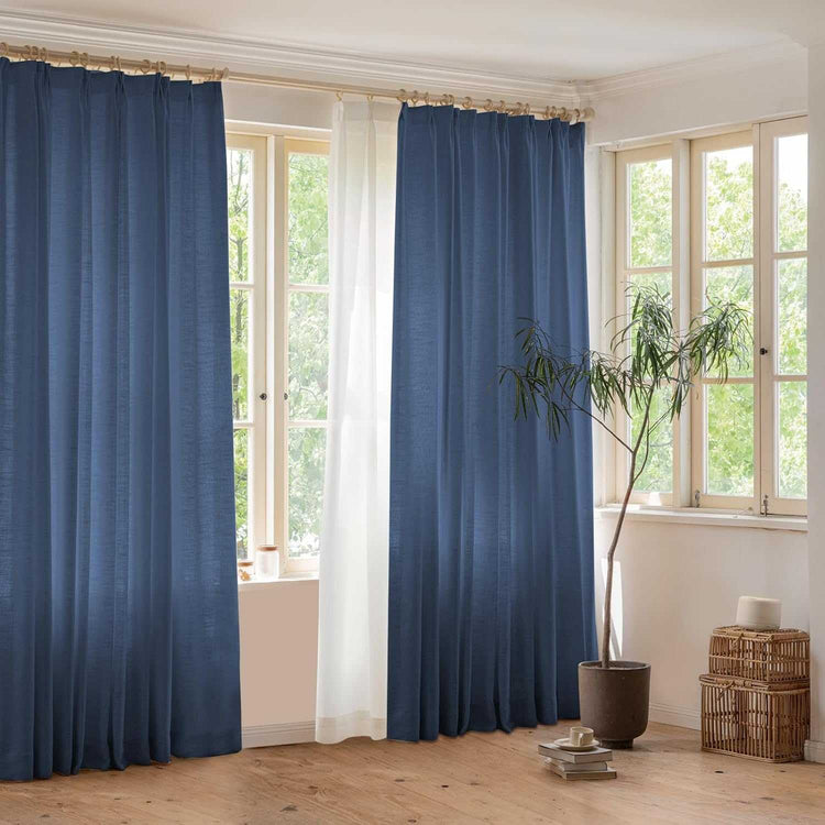 LANTIME Linen Privacy Curtains double pinch pleat light filtering 2 panels soft textured fabric
