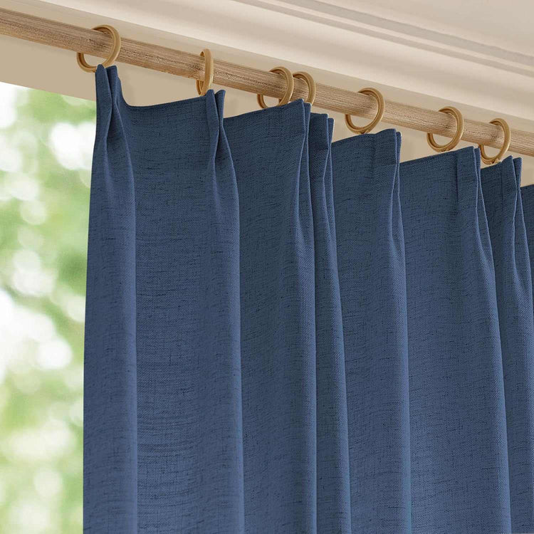 LANTIME Linen Privacy Curtains double pinch pleat light filtering 2 panels beige fabric