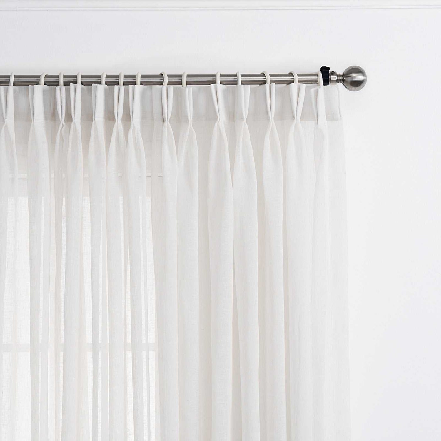 LANTIME Faux Linen Sheer Curtains double pinch pleat set of 2 with linen texture and UV protection